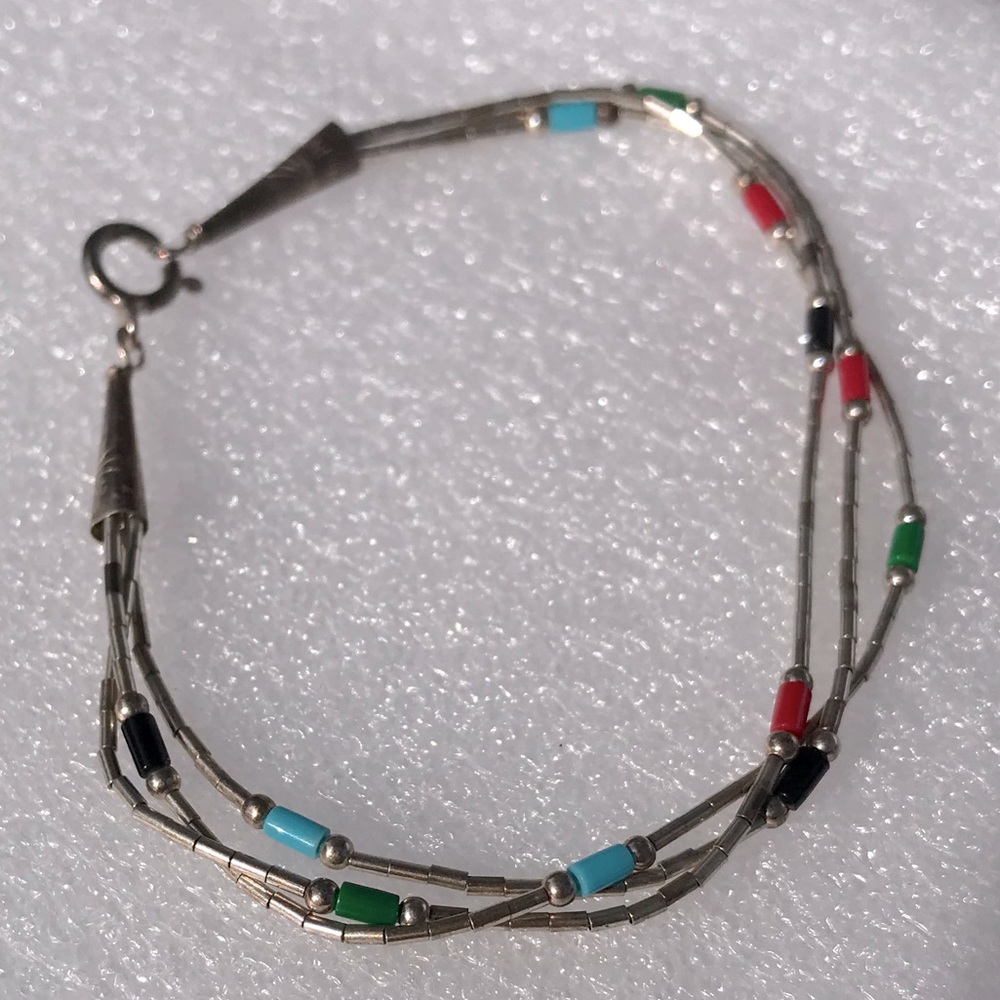 3 Strand Sterling silver and beads bracelet